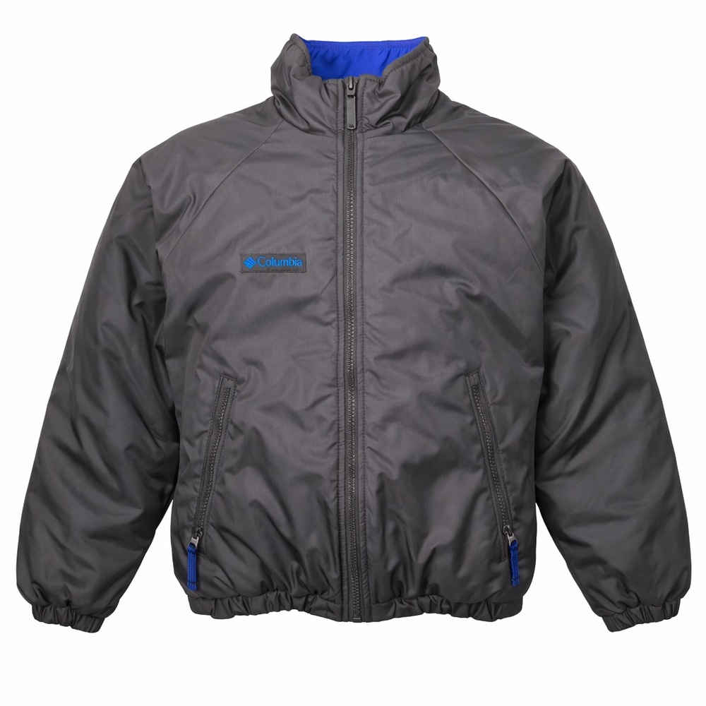 Columbia Youth Puffer Jacket Black Blue Insulated Zip Winter Coat 14/16